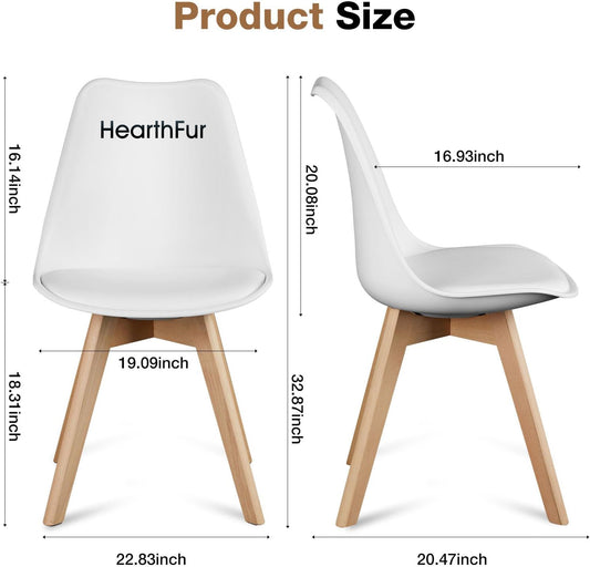 HearthFur  Modern Style Dining Chair Mid Century Modern DSW Chair, Shell Lounge Plastic Chair for Kitchen, Dining, Bedroom, Living Room Side Chairs Set of 4(White)